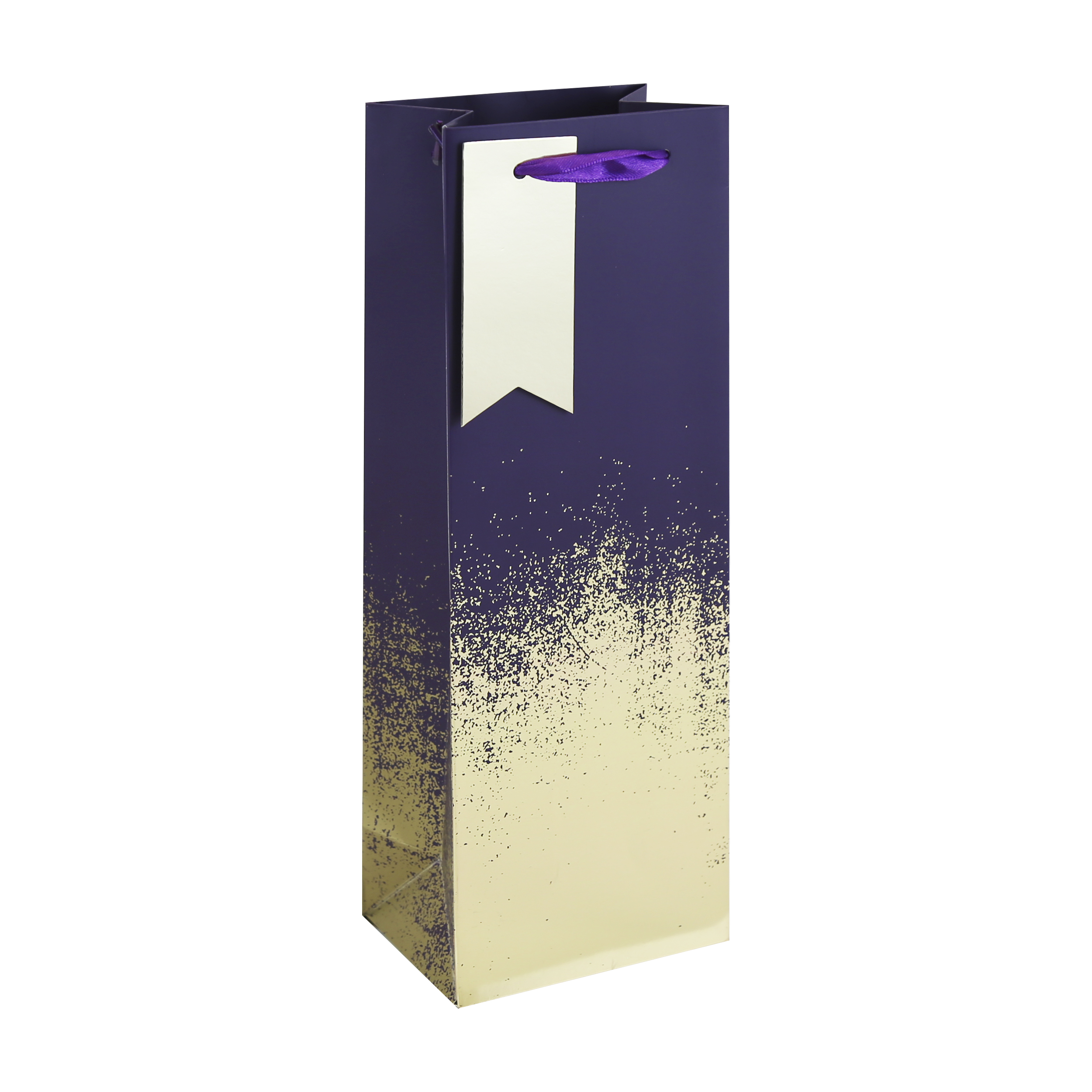 Distressed Purple & Gold Gift Bag Bottle 6pk