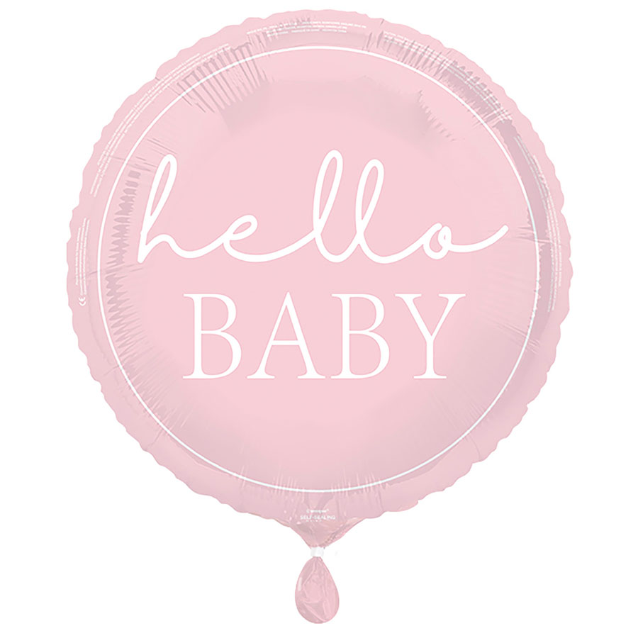 Unique Foil Balloon Hello Baby Pink 18"