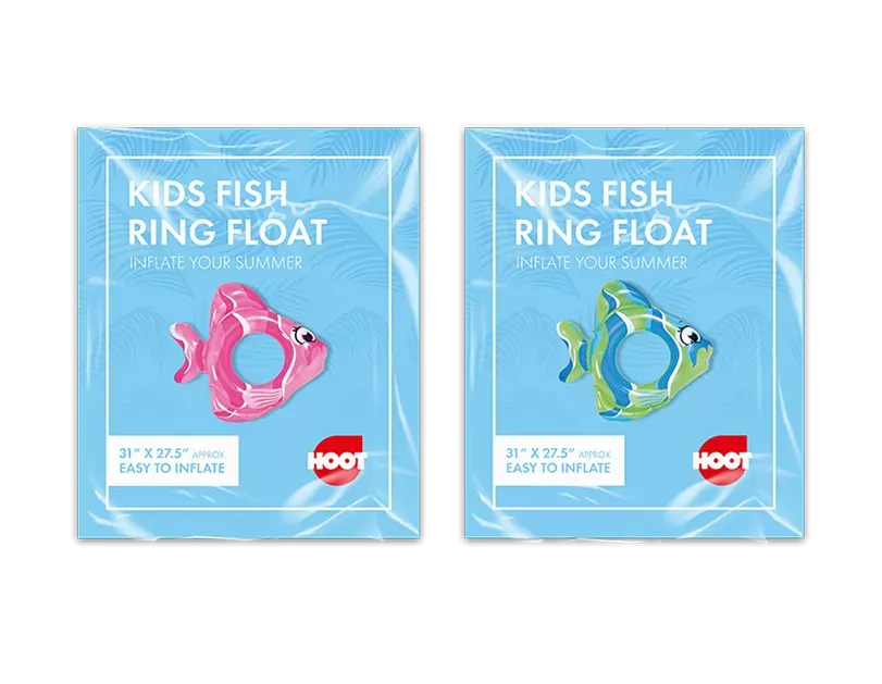 Inflatable fish-shaped ring float toy from Gem Imports, colorful pool float with vibrant fish design for summer fun.