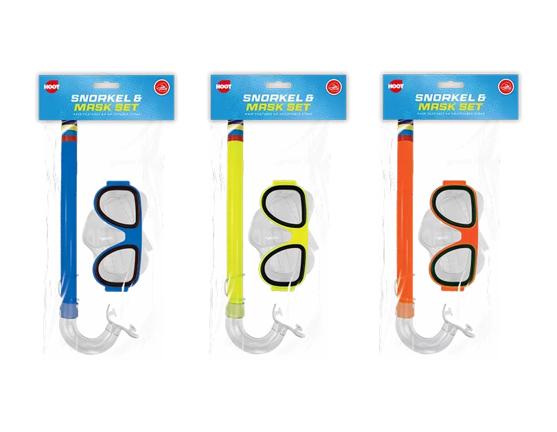 Colorful Gem Imports snorkel and mask set for kids, featuring a matching snorkel and mask for underwater fun.