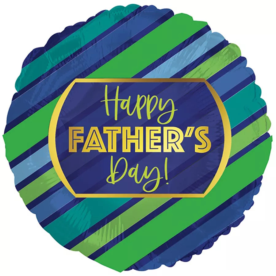 Father's Day gold foil balloon in a 9-inch air-filled frame with the TRI brand logo visible.