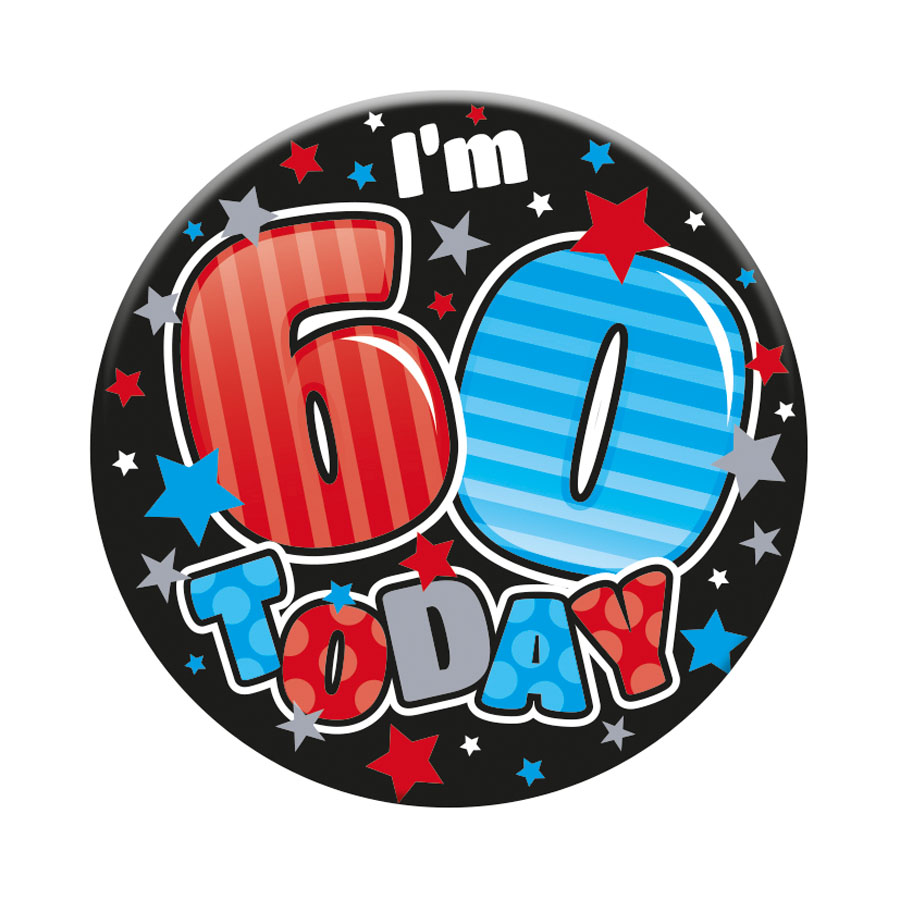 Six small Tiger Feet birthday badges in gold with the number 60, perfect for celebrating a 60th birthday.