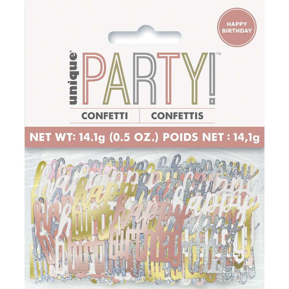 Rose Gold Glitz Happy Birthday Foil Confetti 14g