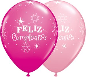 Qualatex Feliz Cumpleanos Pink 11" Latex 50pk