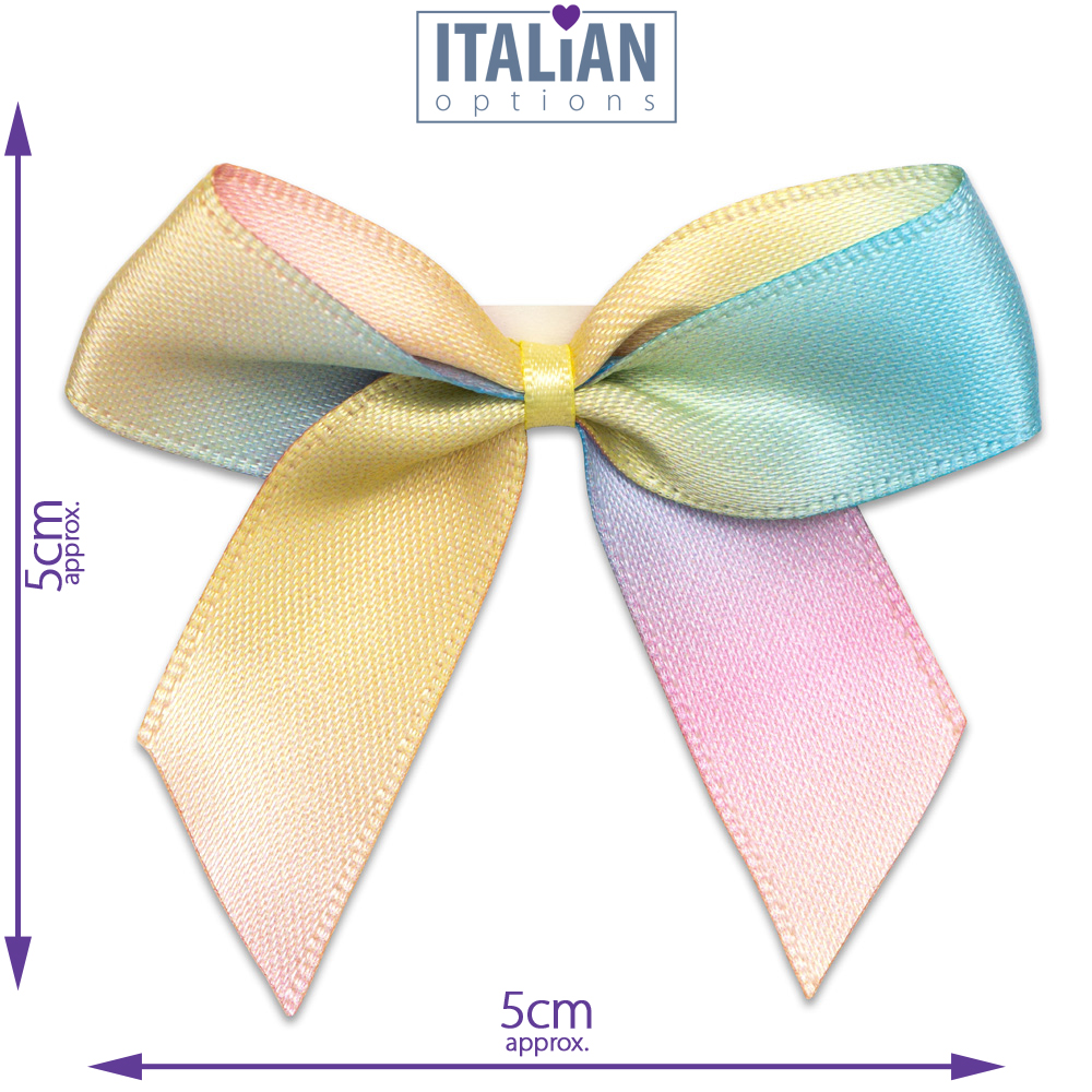 Italian Options 12 Pack Ribbon Bows Rainbow 5cm