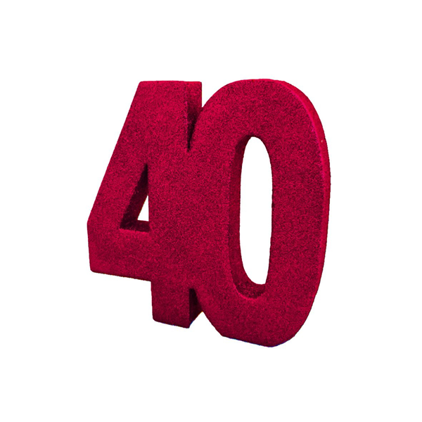 Red 40 glitter table decoration for parties, vibrant party decoration by Creative Party featuring sparkling red glitter accents.