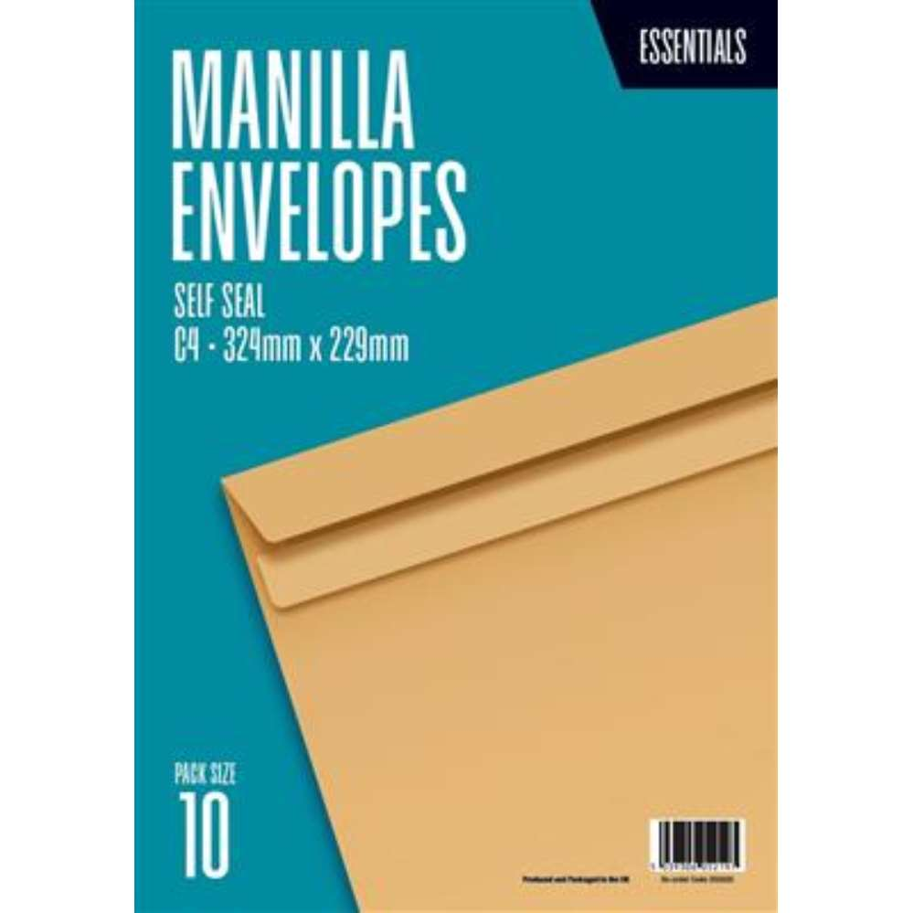 Essentials Self Seal C4 Manilla Envelopes 10pk