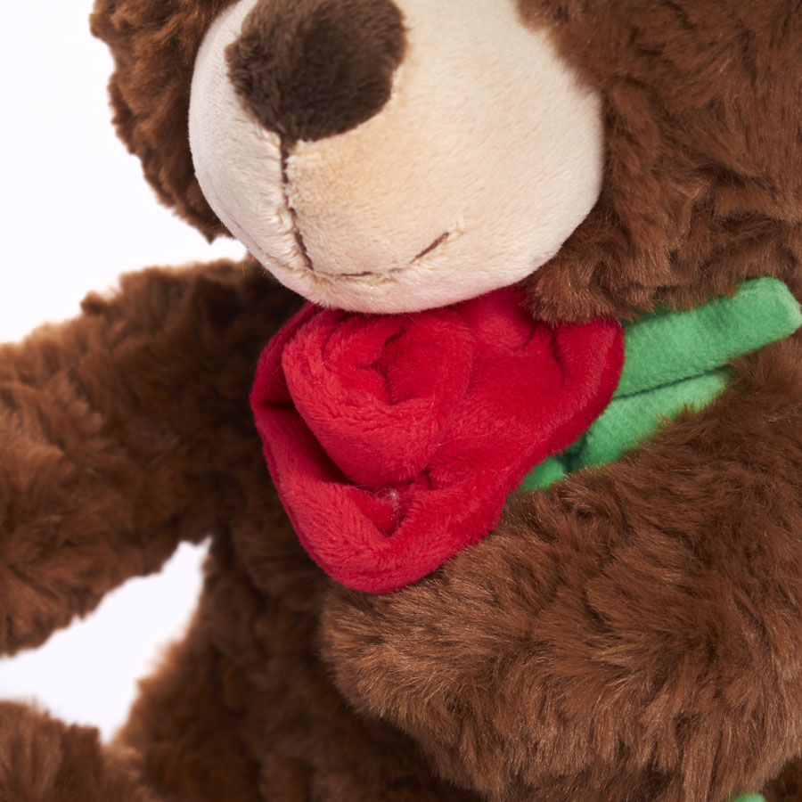 Tiger Feet Soft Toy Bear With Rose Brown 25cm
