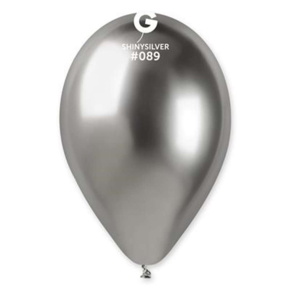 Gemar 50 Latex Balloons 13" Shiny Silver