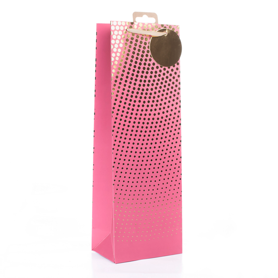 Gift Bag Pink Spots Bottle 6pk