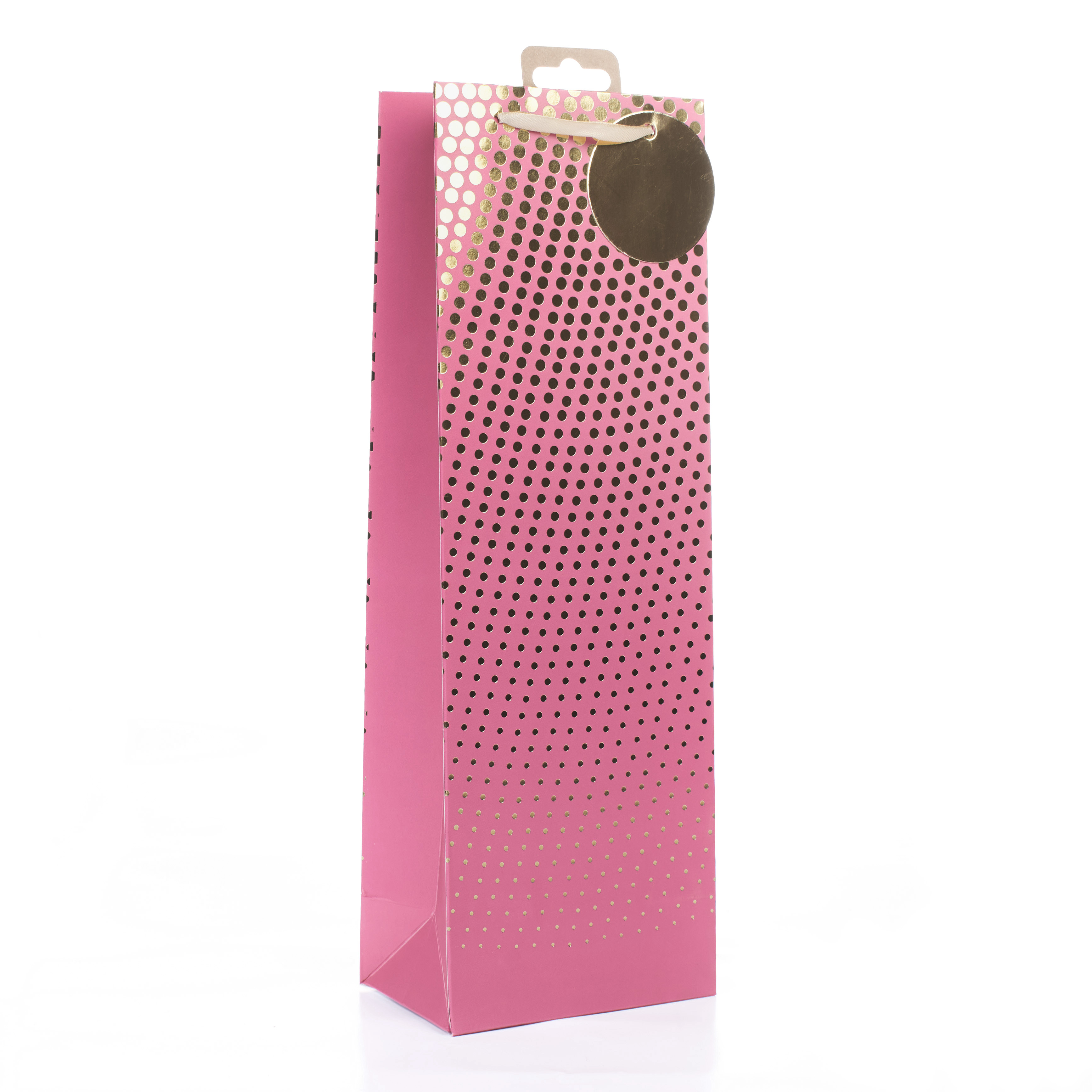 Gift Bag Pink Spots Bottle 6pk