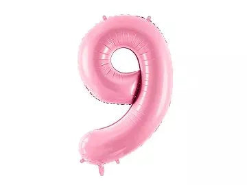 PartyDeco pink foil number 9 balloon, 34 inches, shiny and festive for celebrations or birthday decorations