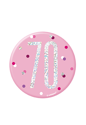 Unique Badge Pink Glitz Age 70 3