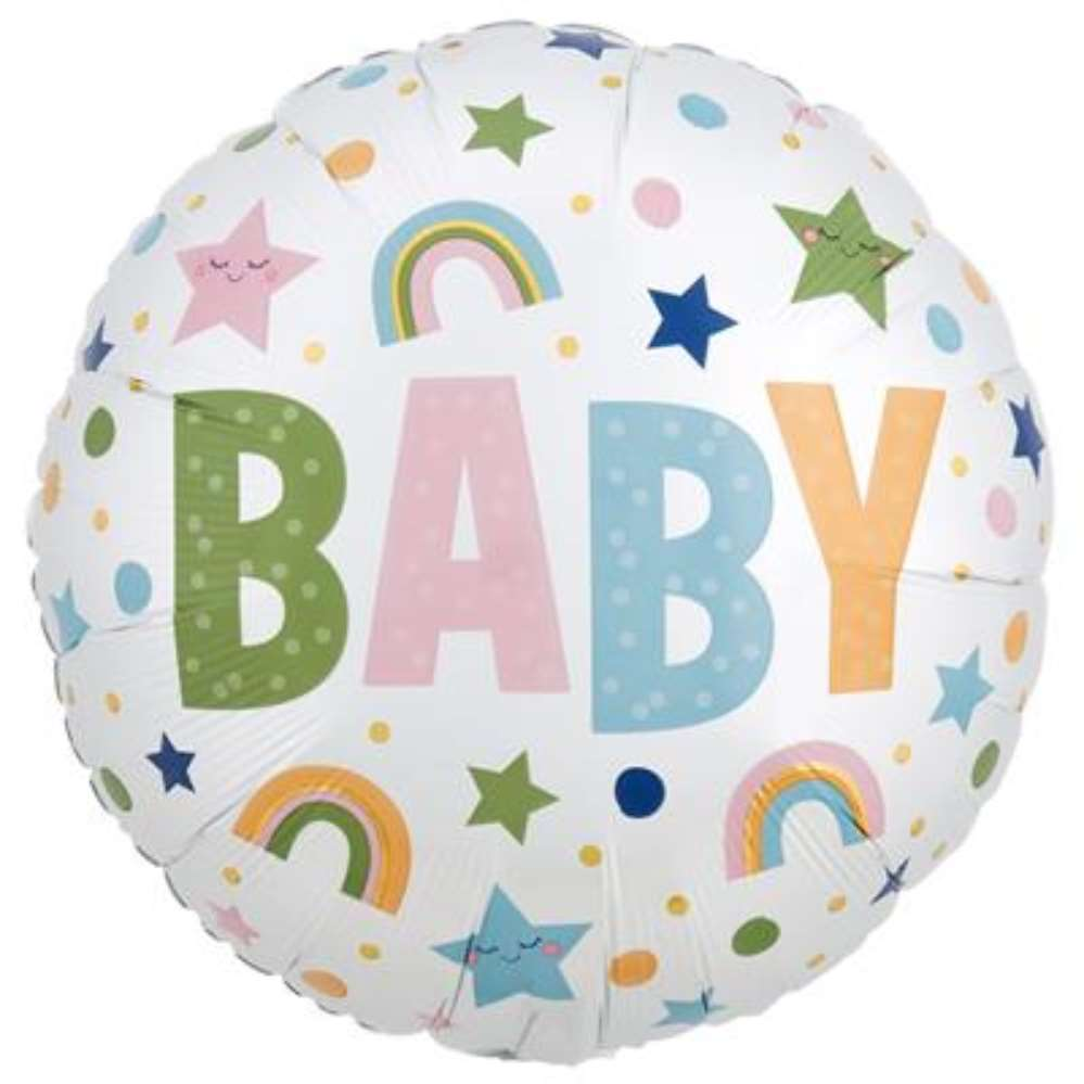 Anagram Foil Balloon 18" Round Satin Neutral Baby