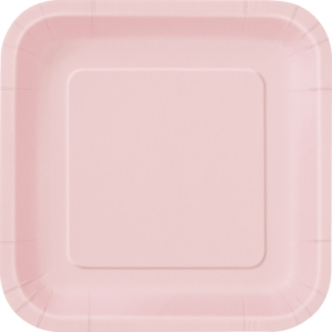Unique 14 Pack Plates Lovely Pink Square 9