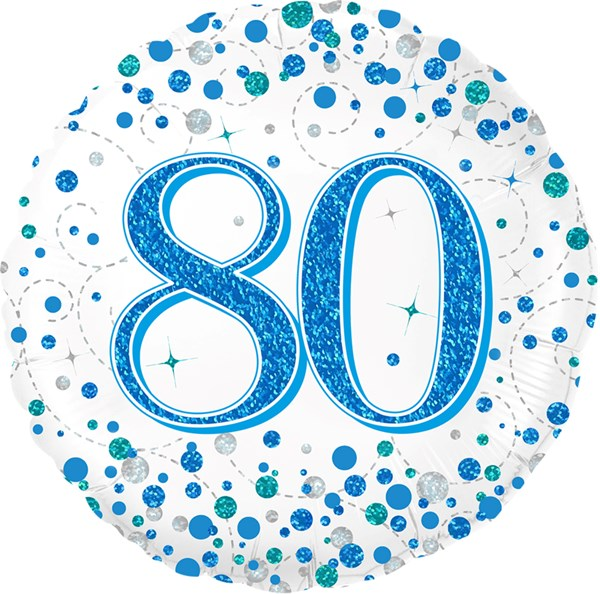 Oaktree Sparkling Fizz Age 80 Blue 18" Foil