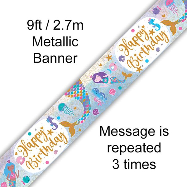 Oaktree Banner Birthday Shimmering Mermaid 9ft