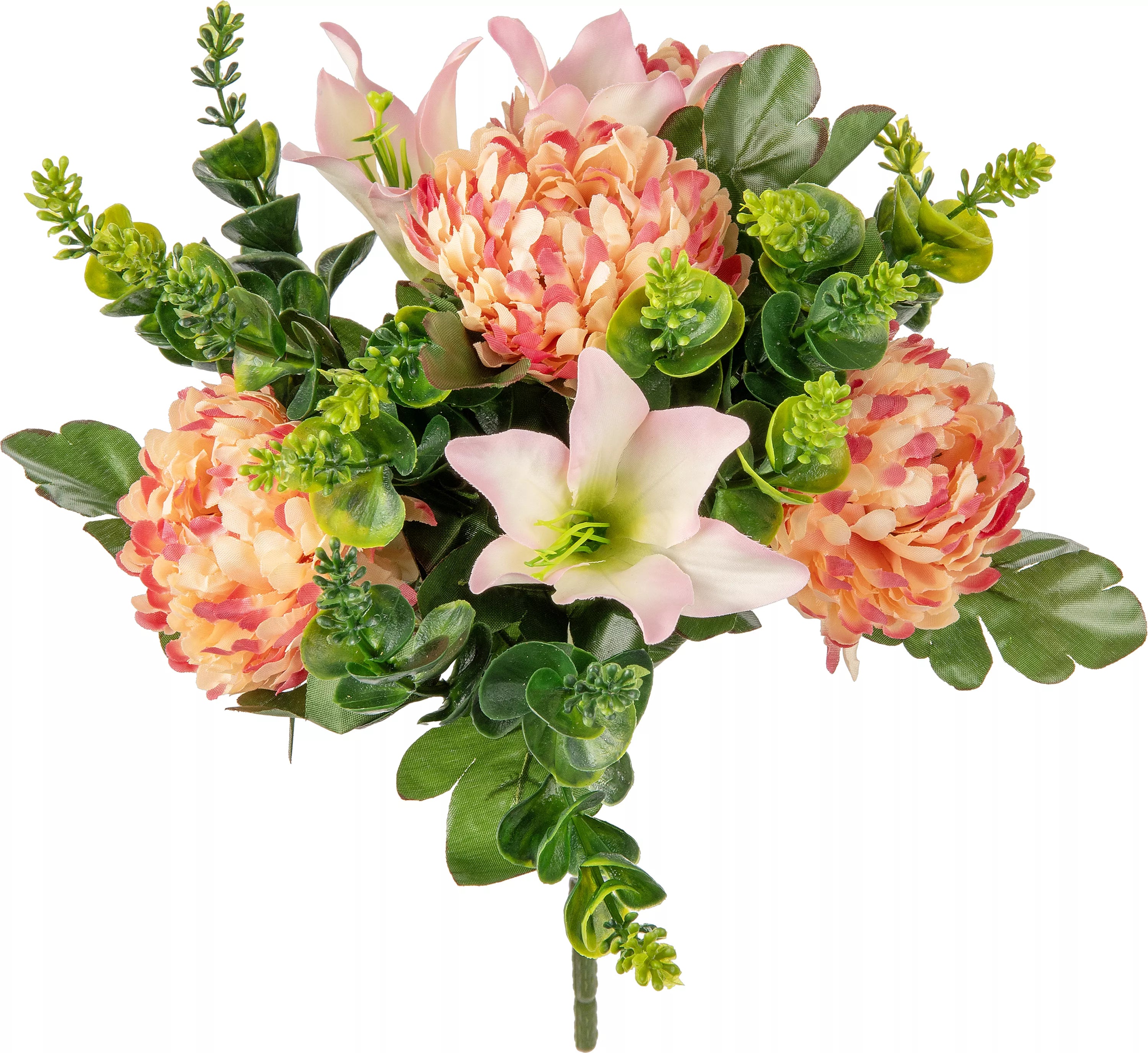 Eleganza Chrysanth, Lily & Eucalyptus Pink 33cm