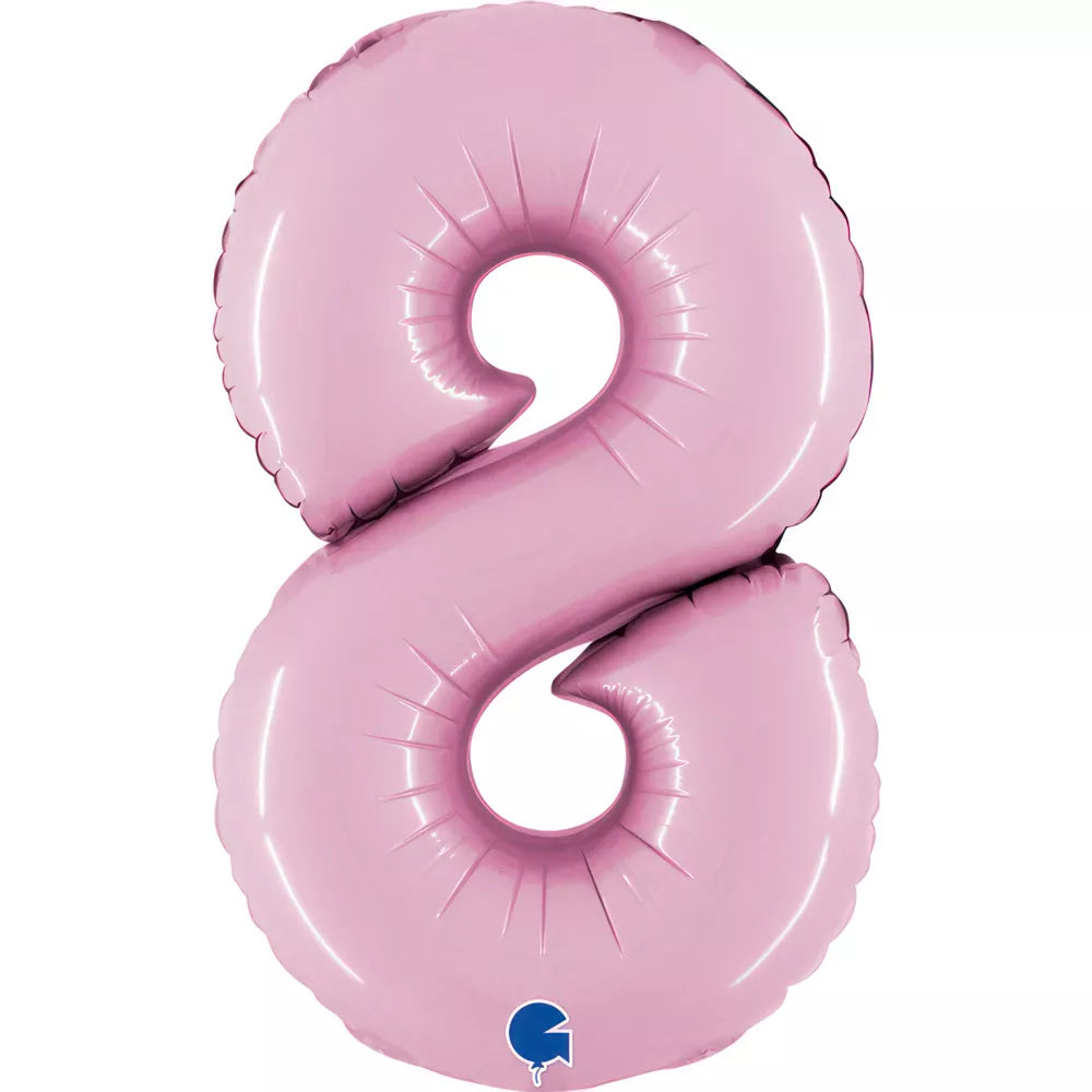 Pastel pink Grabo foil balloon shaped as the number 8, measuring 14 inches, suitable for celebration decorations