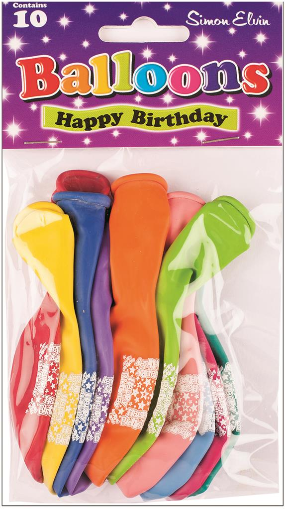 Happy Birthday 9" Latex Balloons 10pk