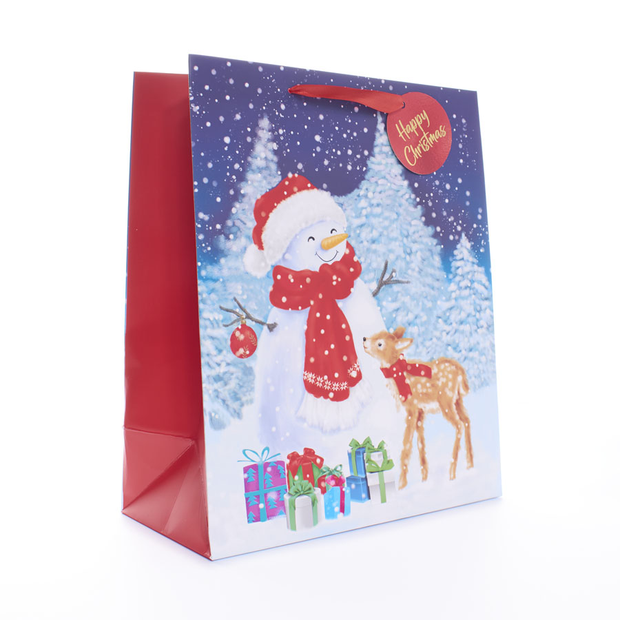 Gift Bag Snowman Large Portrait 12pk