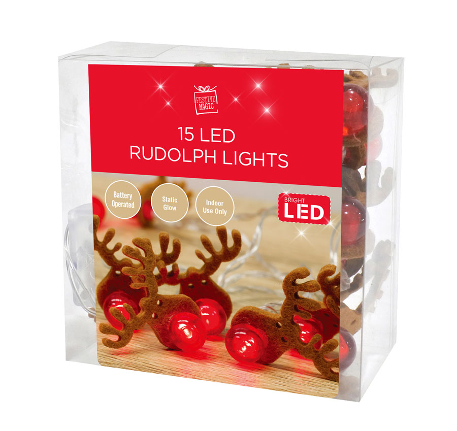 LED Lights Rudolph 15pce (Battery Operated)