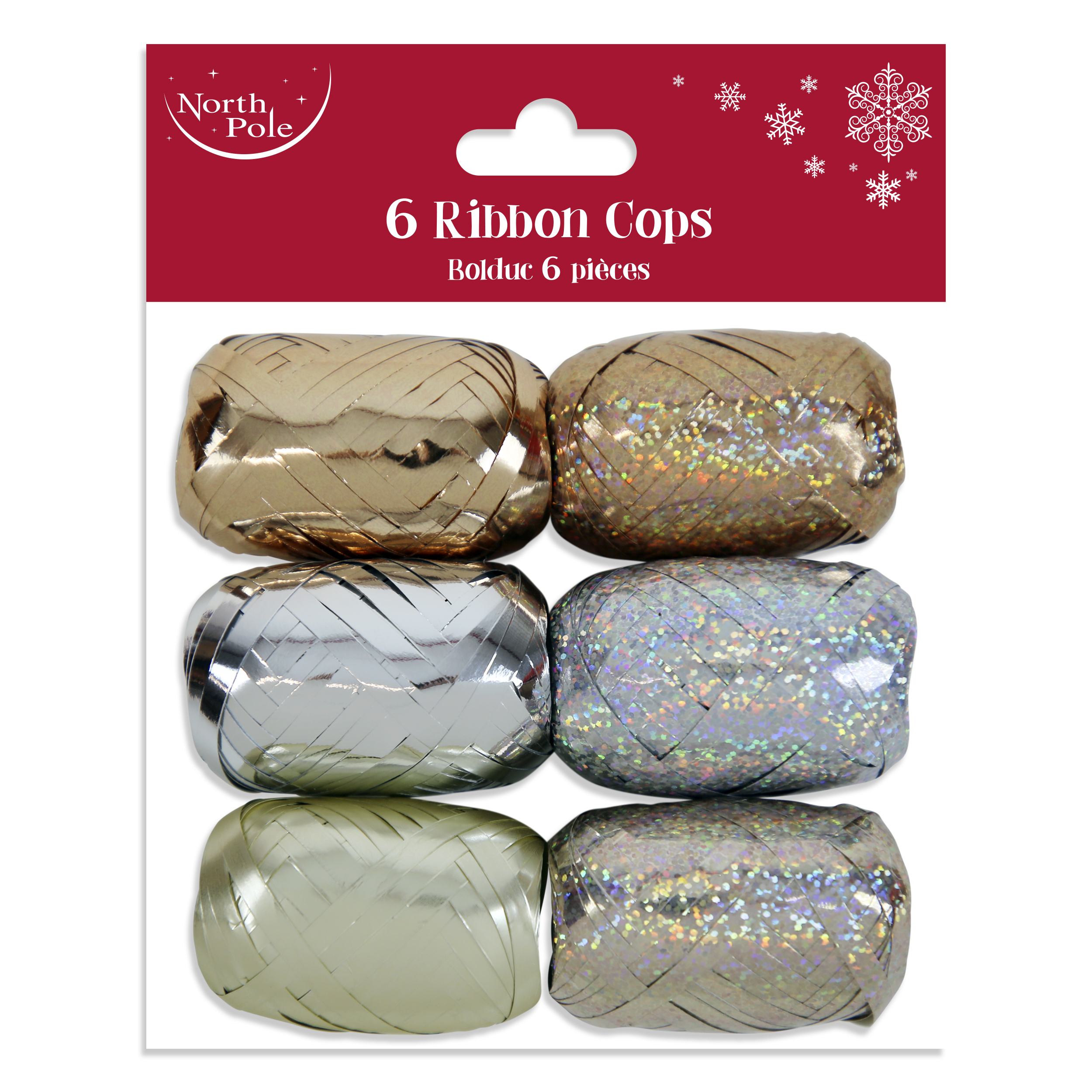 Eurowrap 6 Pack Ribbon Cops Gold & Silver Mix