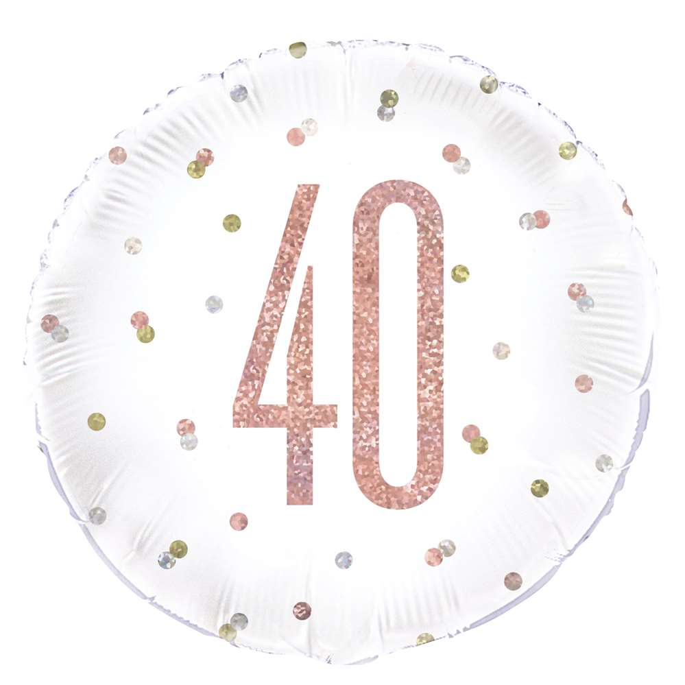 Unique Foil Balloon Rose Gold Glitz Age 40 18"
