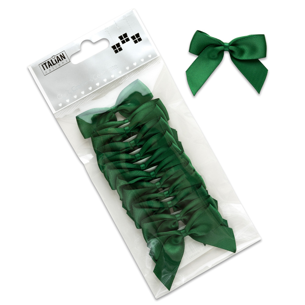 Ribbon Bows Bottle Green 5cm 12pk