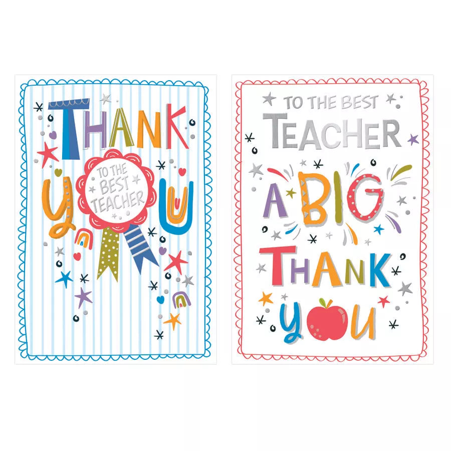 Poppyhill 12-pack teacher cards featuring colorful designs and inspiring messages, ideal for expressing appreciation to educators.