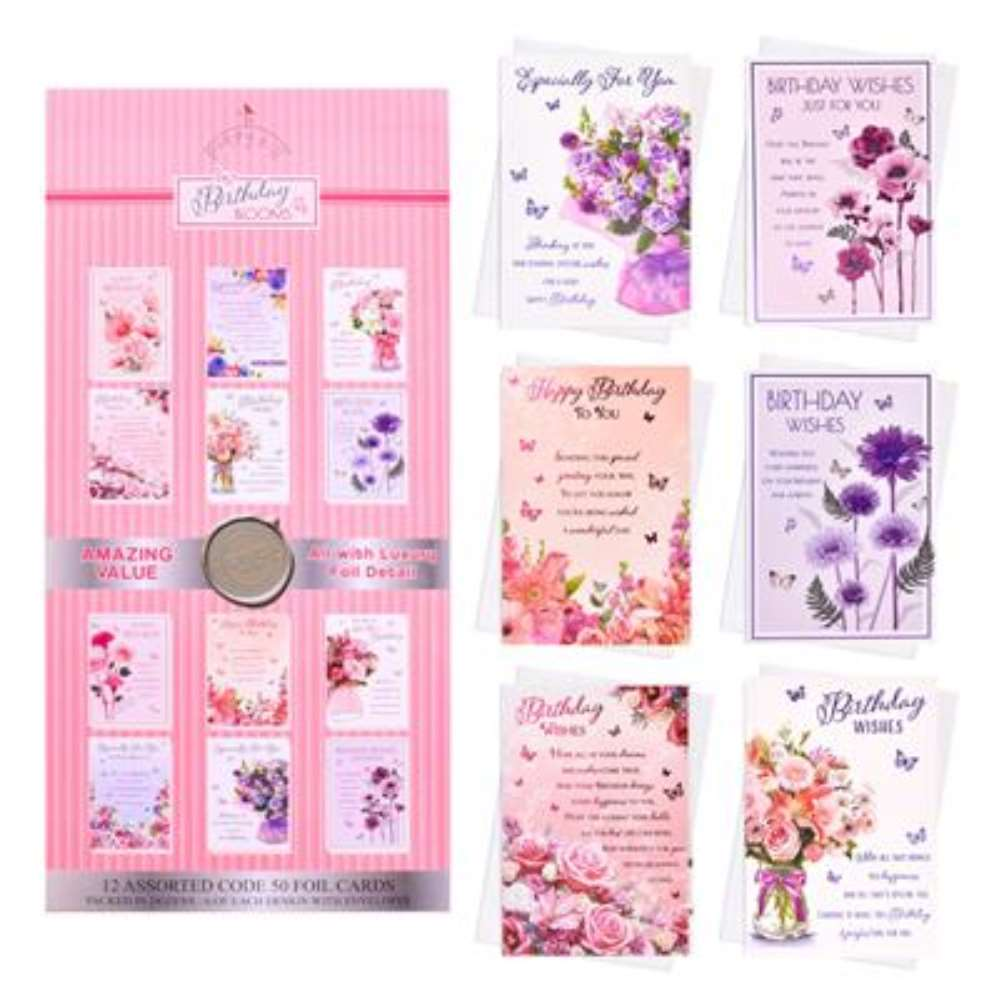 Poppyhill C50 Birthday Floral 12x12pk