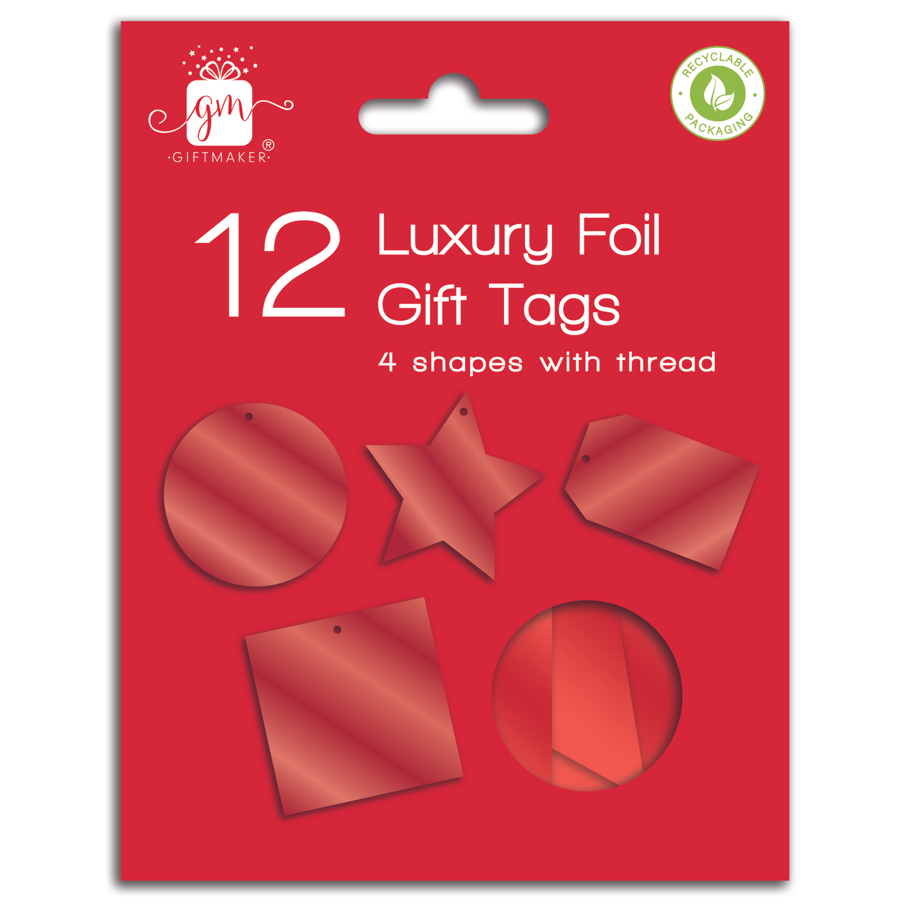 IG Design Group 12 Pack Gift Tags Foiled Red