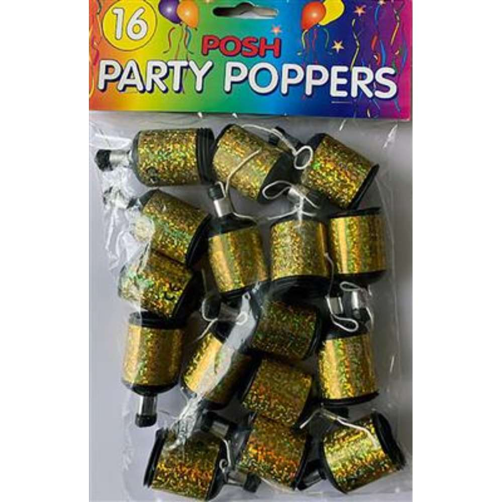 Desk Top Trading 16 Pack Party Poppers Gold