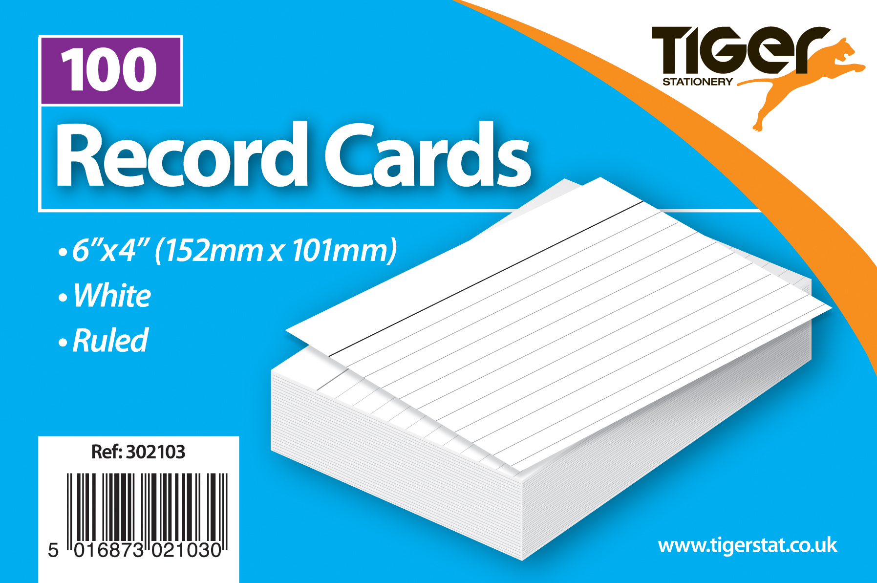 Tiger Stationery 100 Pack Record Cards 6x4