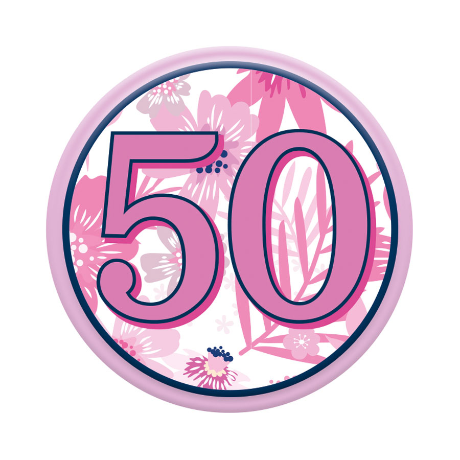 Six small Tiger Feet birthday badges featuring the number 50 for celebrating milestone age events.