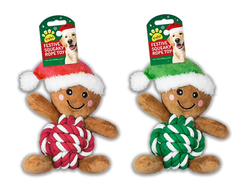 Dog Toy Gingerbread Man (Colour May Vary)