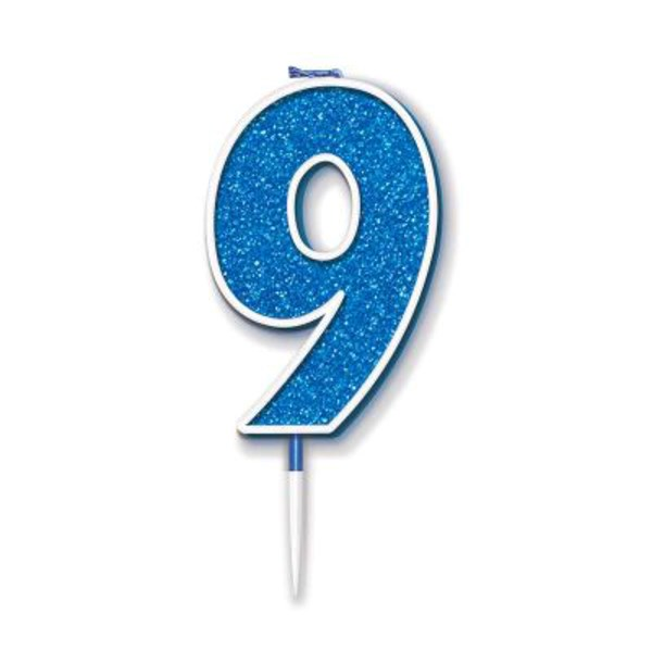 Oaktree Party Candle Number 9 Blue 7.5cm