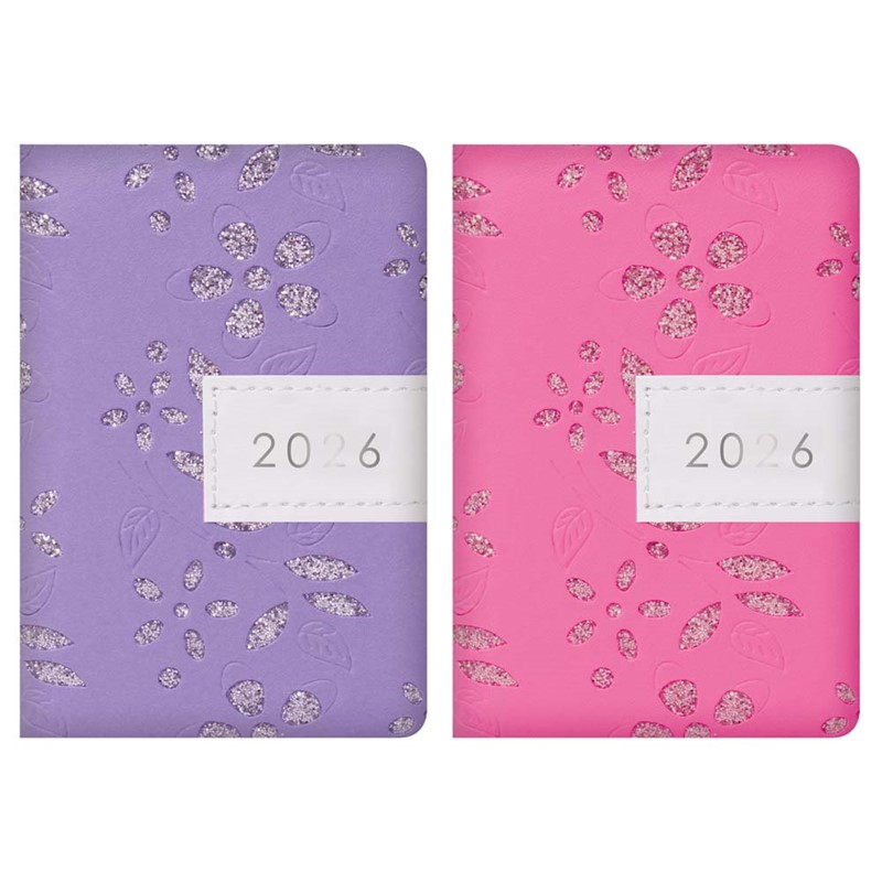 Diary Pocket WTV Fabric Glitter Floral 2027 18pk