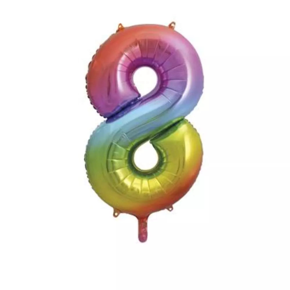 Unique Foil Balloon Rainbow 34" Number 8