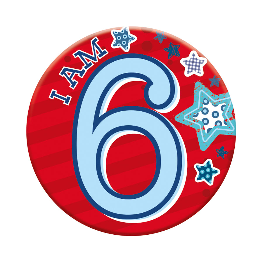 Six small Tiger Feet birthday badges displaying the number 6, perfect for celebrating a sixth birthday.