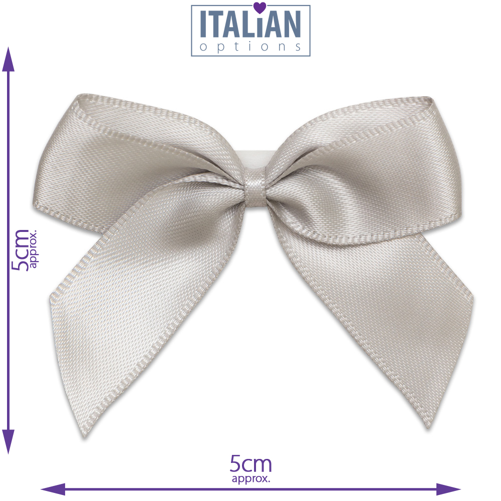 Italian Options 12 Pack Ribbon Bows Silver 5cm
