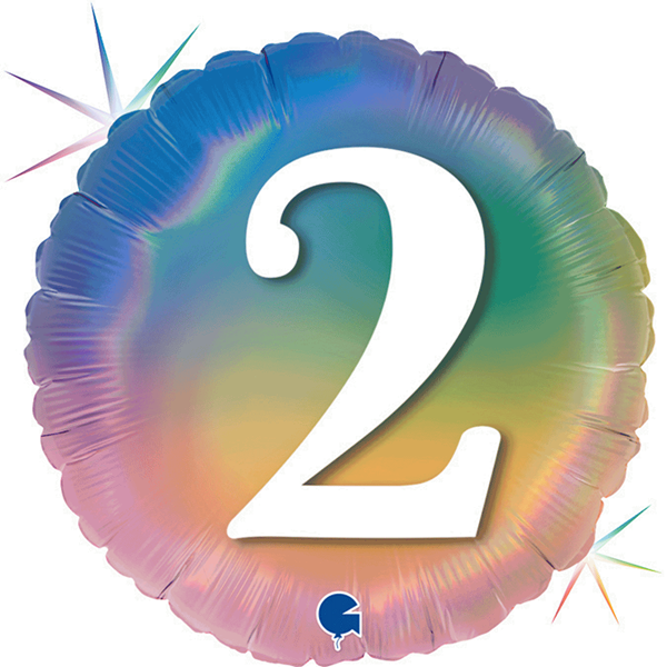 2nd Birthday Rainbow Holographic 18" Foil Balloon