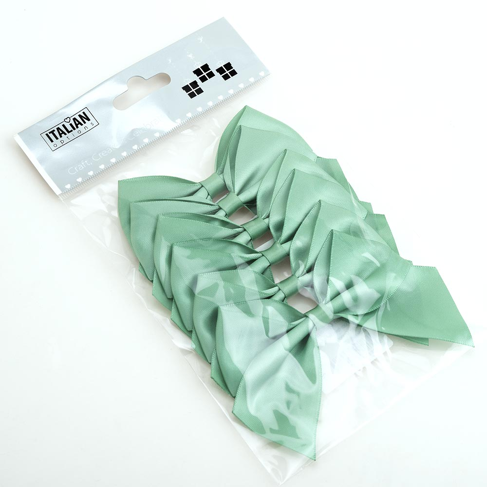 Italian Options 6 Pack Ribbon Bows Sage Green 10cm