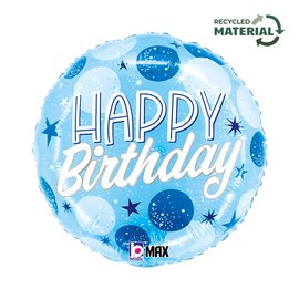 Grabo Foil Balloon Blue Sprakle Dots Birthday 18