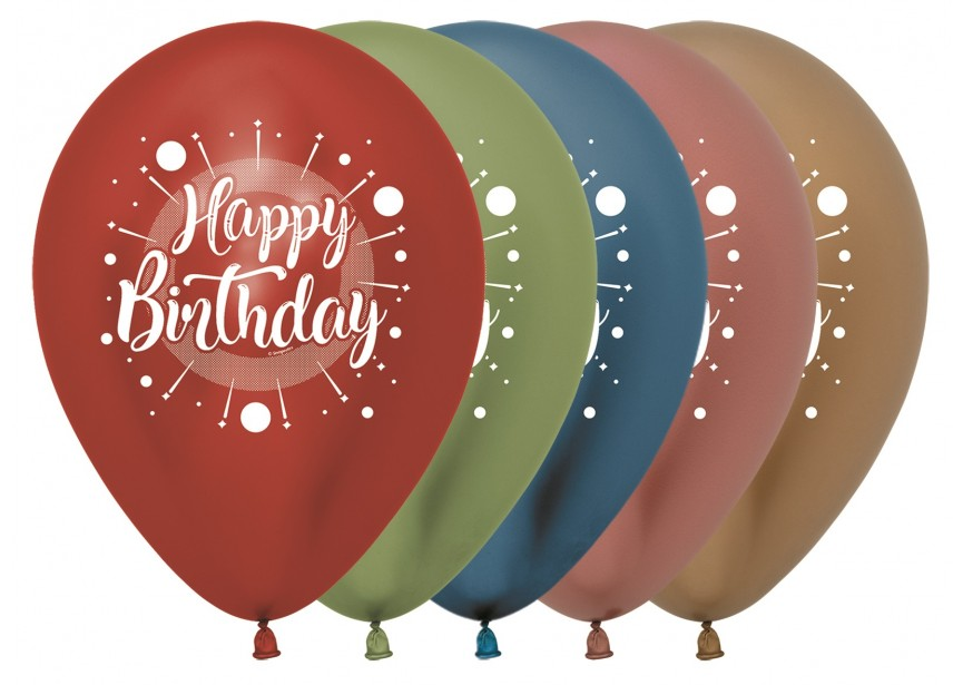 Sempertex Birthday Reflex Asst 12" Latex 25pk