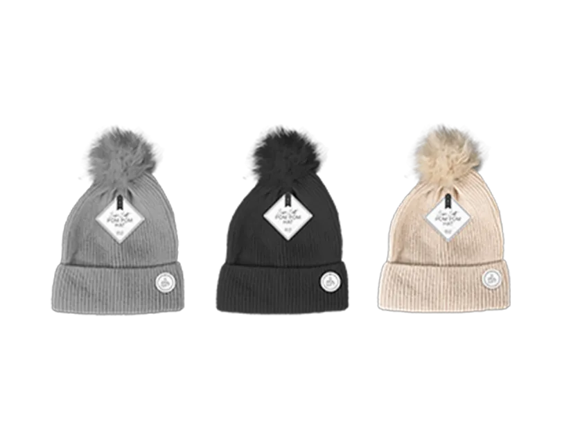 Marl Ribbed Hat W/Pom Pom 12pk