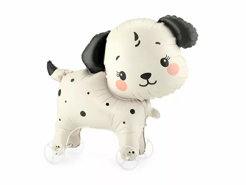 PartyDeco Dog On Wheels 27-inch air-filled foil balloon, colorful and shiny with a detailed dog design, perfect for celebrations.