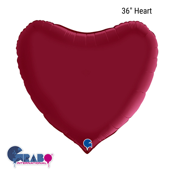 Grabo Foil Balloon Satin Cherry Red Heart 36"