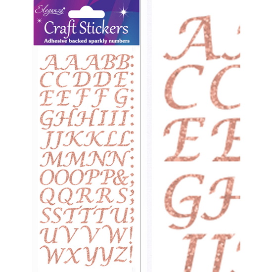 Eleganza Rose Gold Stylised Letters Craft Stickers
