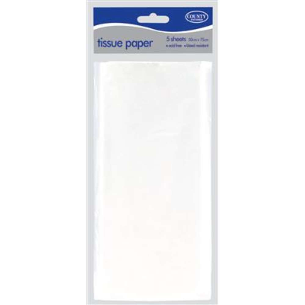 White County Stationery tissue paper in a 12-pack, 50cm x 75cm size, perfect for gift wrapping and crafts.